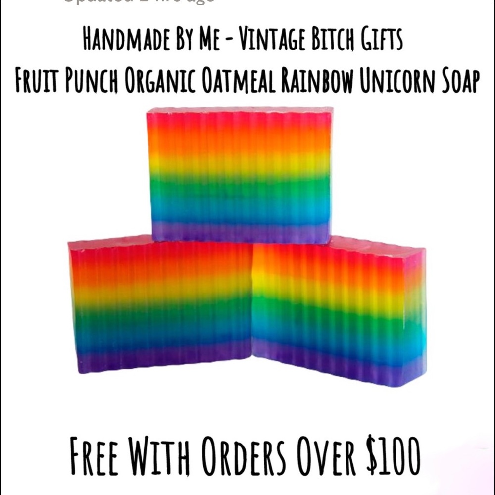 Handmade VBG Fruit Punch Rainbow Unicorn Organic Oatmeal Soap PRICE FIRM - Picture 8 of 9
